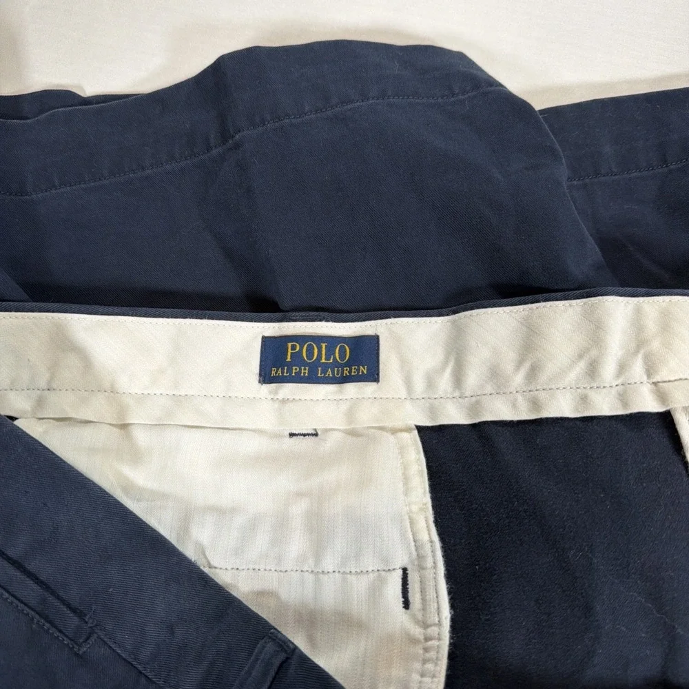 Polo Ralph Lauren Mens 48B Navy Blue‎ Flat Front Chino Shorts Golf Casual 10